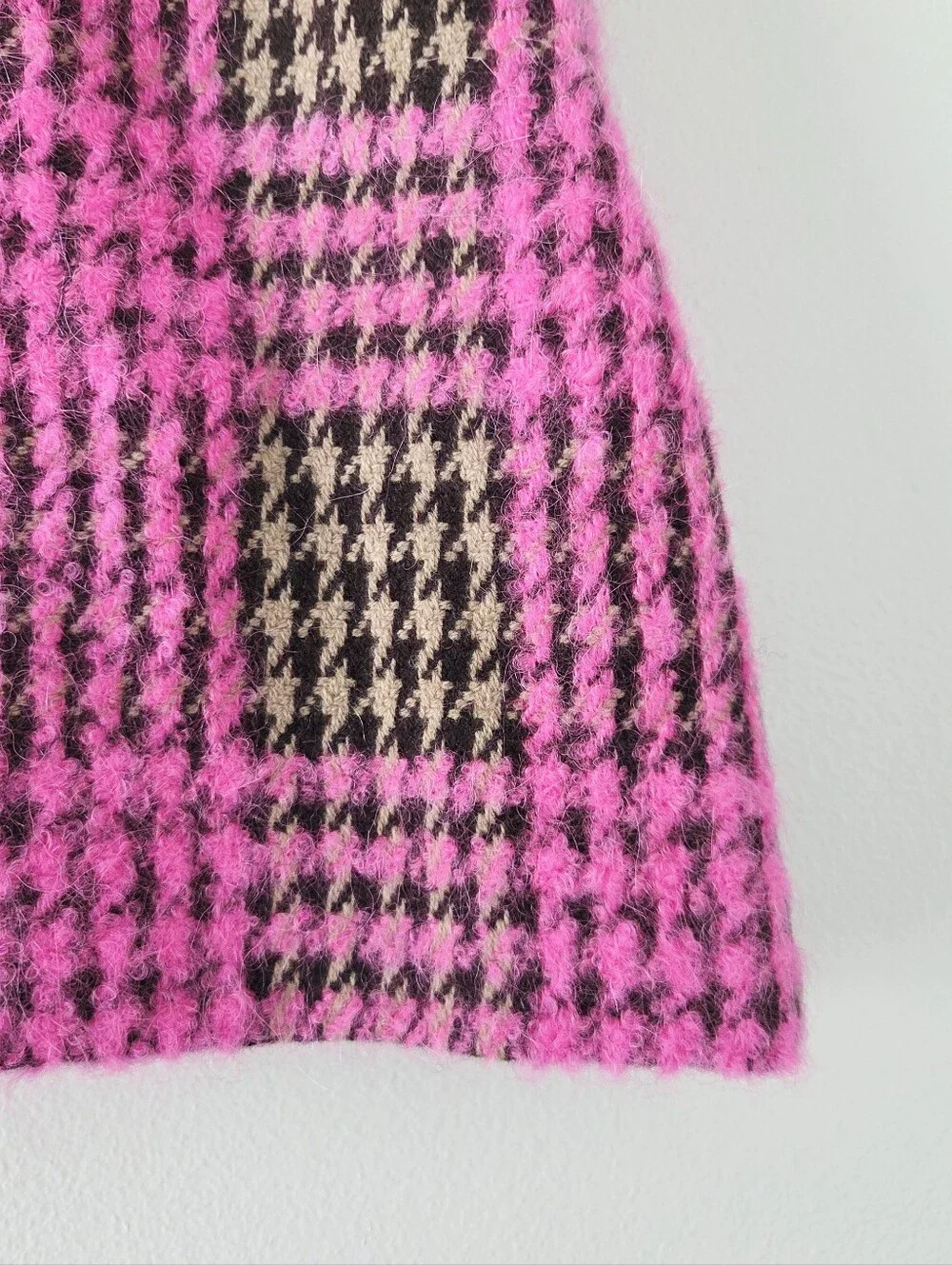Boden Estella Check Skirt Neon Pink Check Wool Size 4